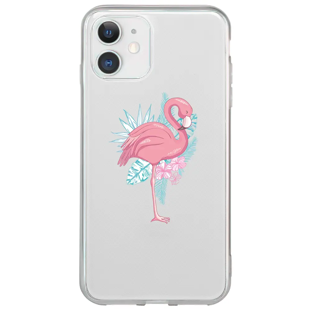 Apple iPhone 12 Mini Şeffaf Telefon Kılıfı - Alone Flamingo