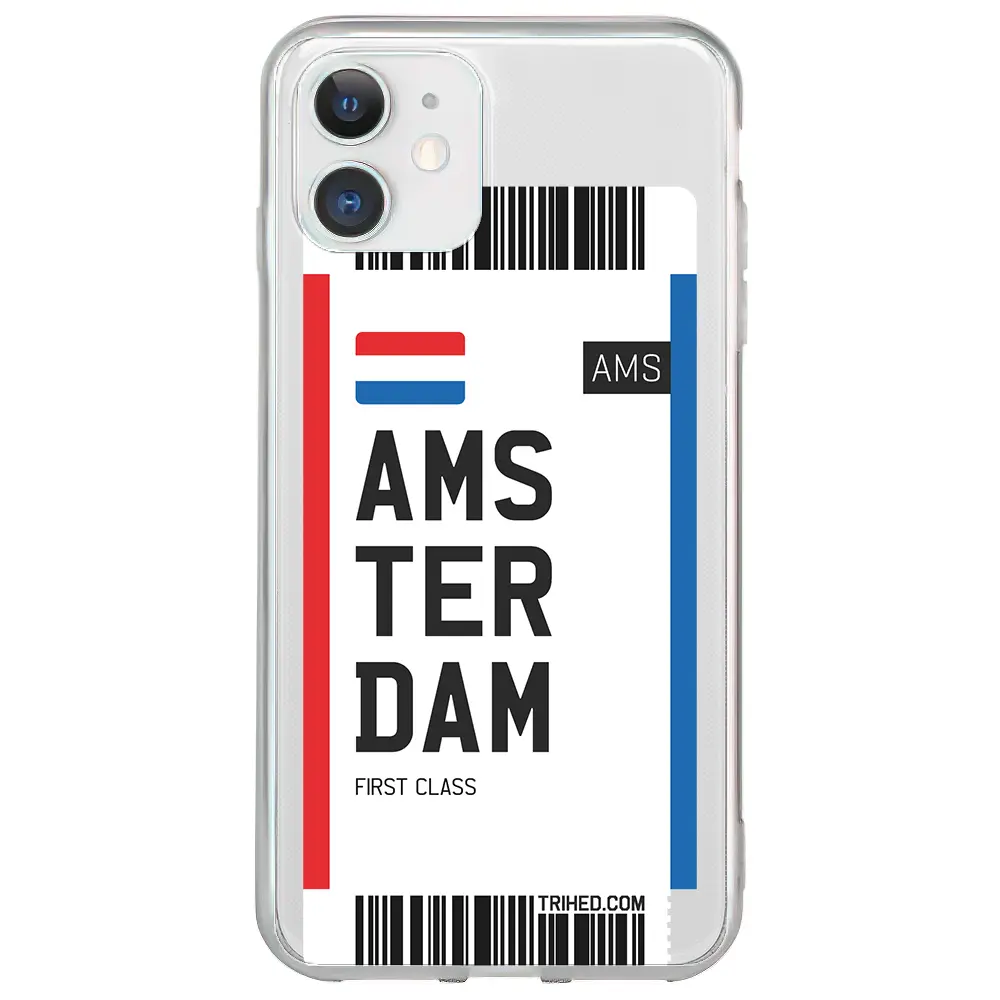 Apple iPhone 12 Mini Şeffaf Telefon Kılıfı - Amsterdam Bileti