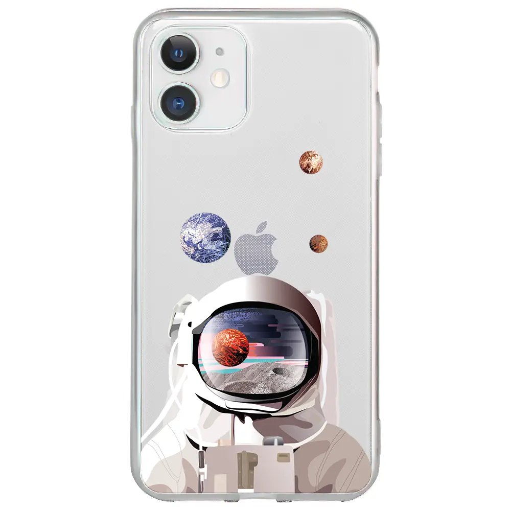 Apple iPhone 12 Mini Şeffaf Telefon Kılıfı - Astronotun Gözünden