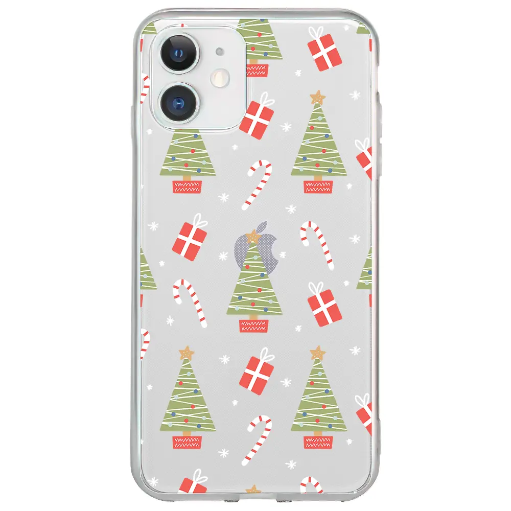 Apple iPhone 12 Mini Şeffaf Telefon Kılıfı - Christmas Candy