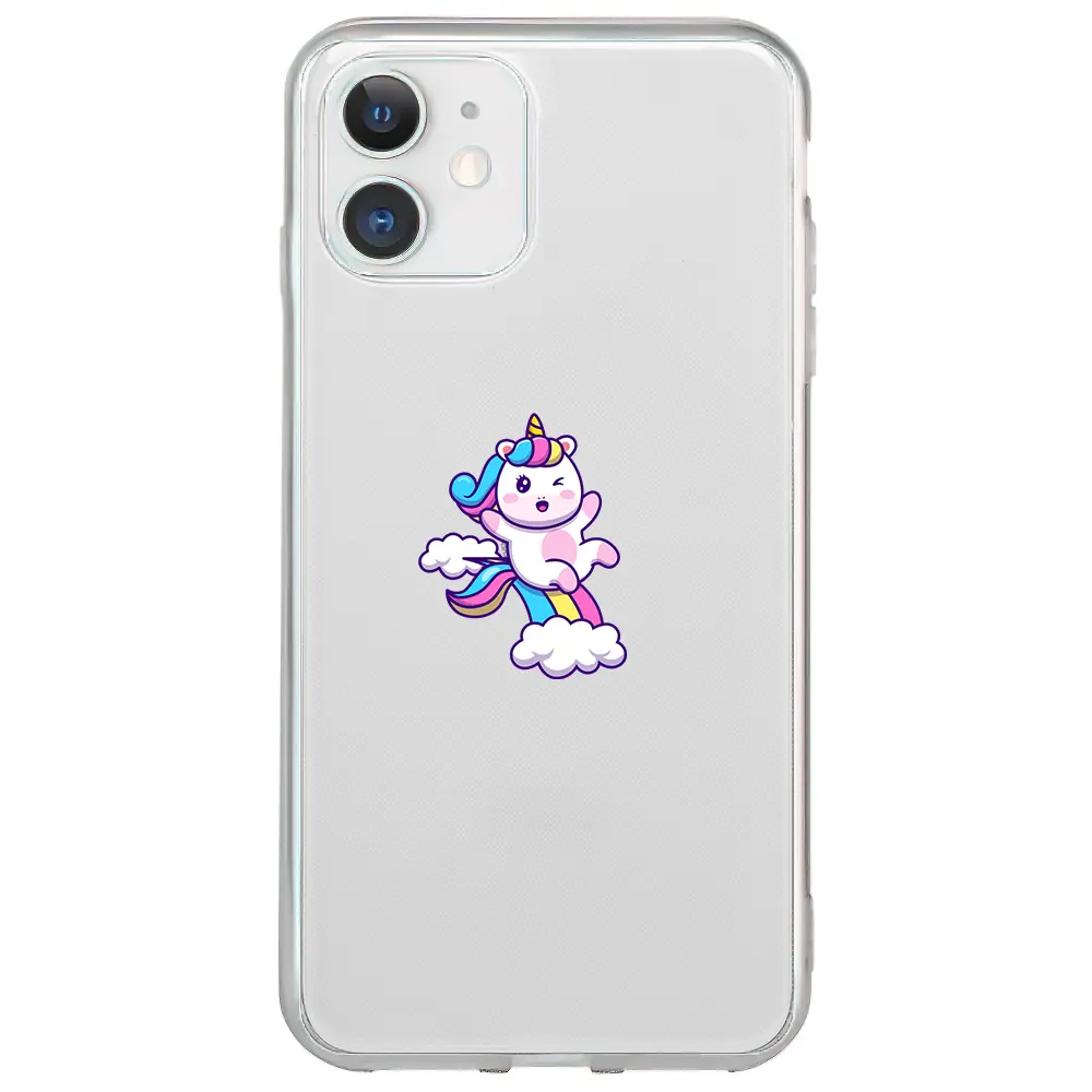 Apple iPhone 12 Mini Şeffaf Telefon Kılıfı - Colorful Unicorn