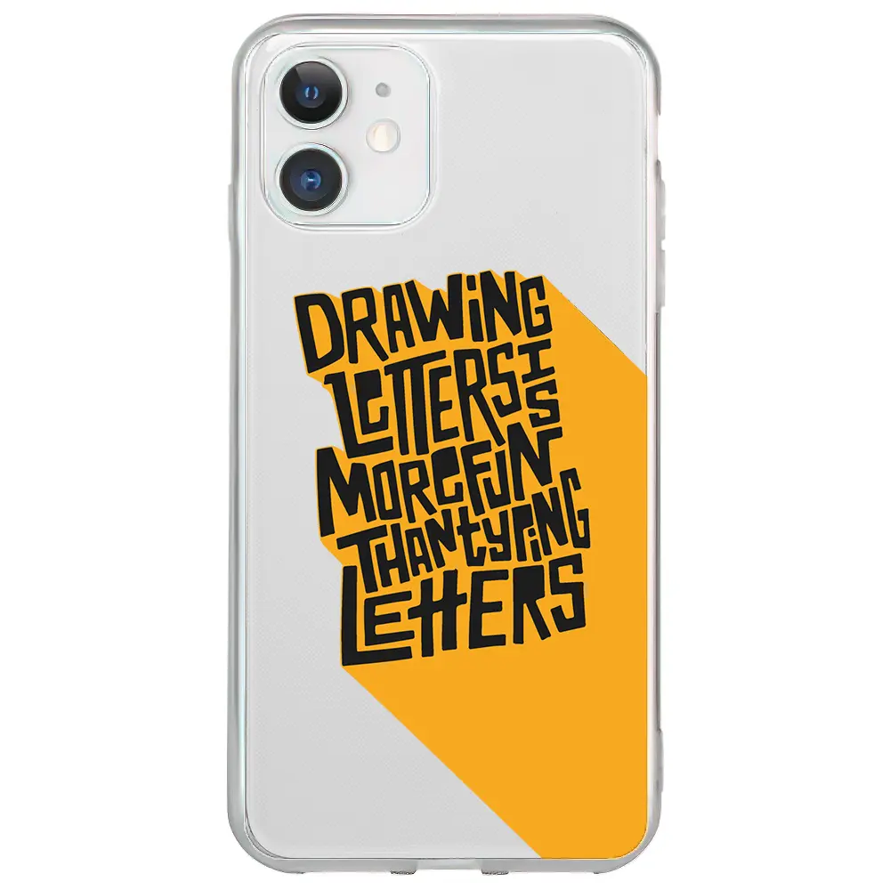 Apple iPhone 12 Mini Şeffaf Telefon Kılıfı - Drawing Letters