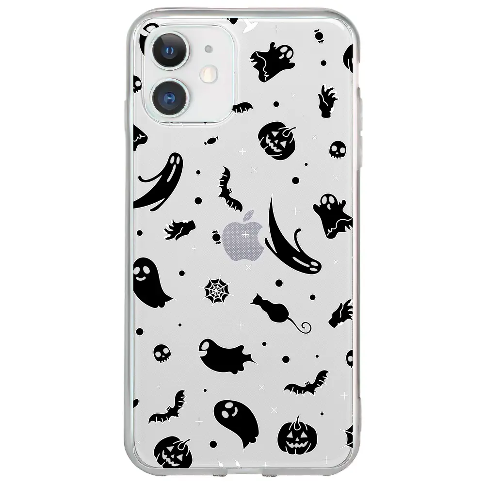 Apple iPhone 12 Mini Şeffaf Telefon Kılıfı - Halloween Black