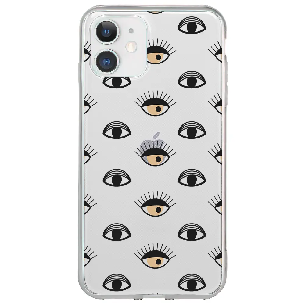 Apple iPhone 12 Mini Şeffaf Telefon Kılıfı - Krema Göz
