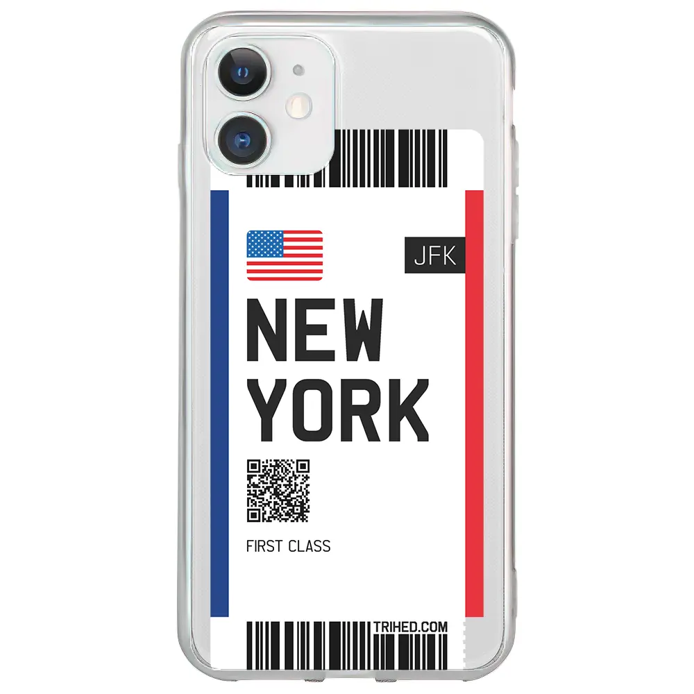 Apple iPhone 12 Mini Şeffaf Telefon Kılıfı - New York Bileti