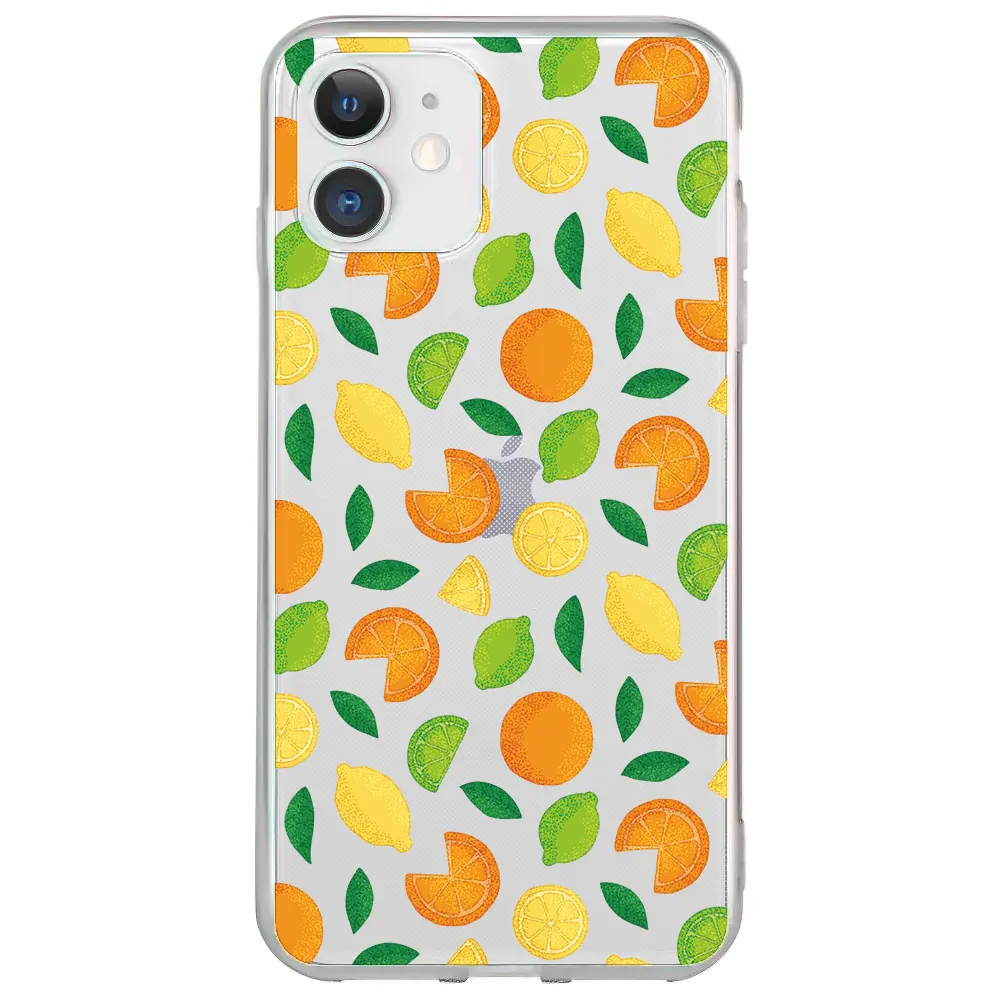 Apple iPhone 12 Mini Şeffaf Telefon Kılıfı - Portakal Limon
