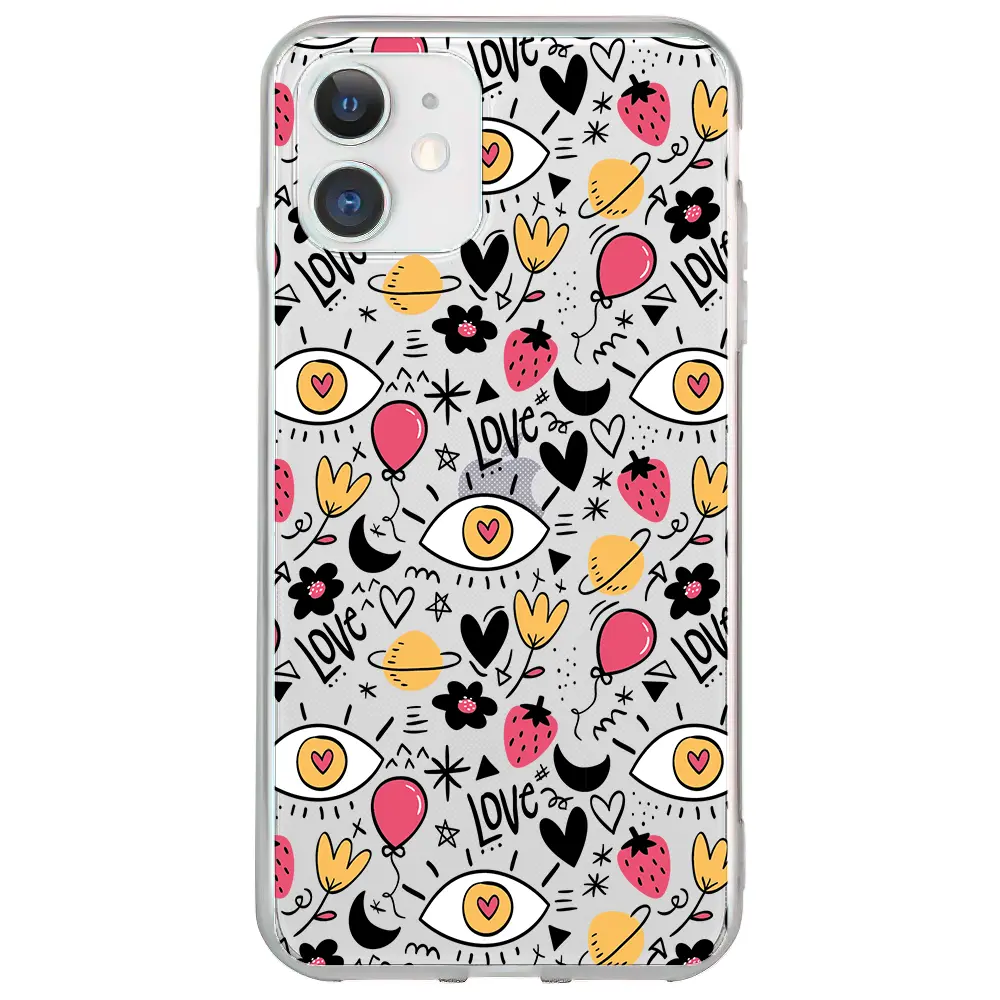 Apple iPhone 12 Mini Şeffaf Telefon Kılıfı - Punk Love