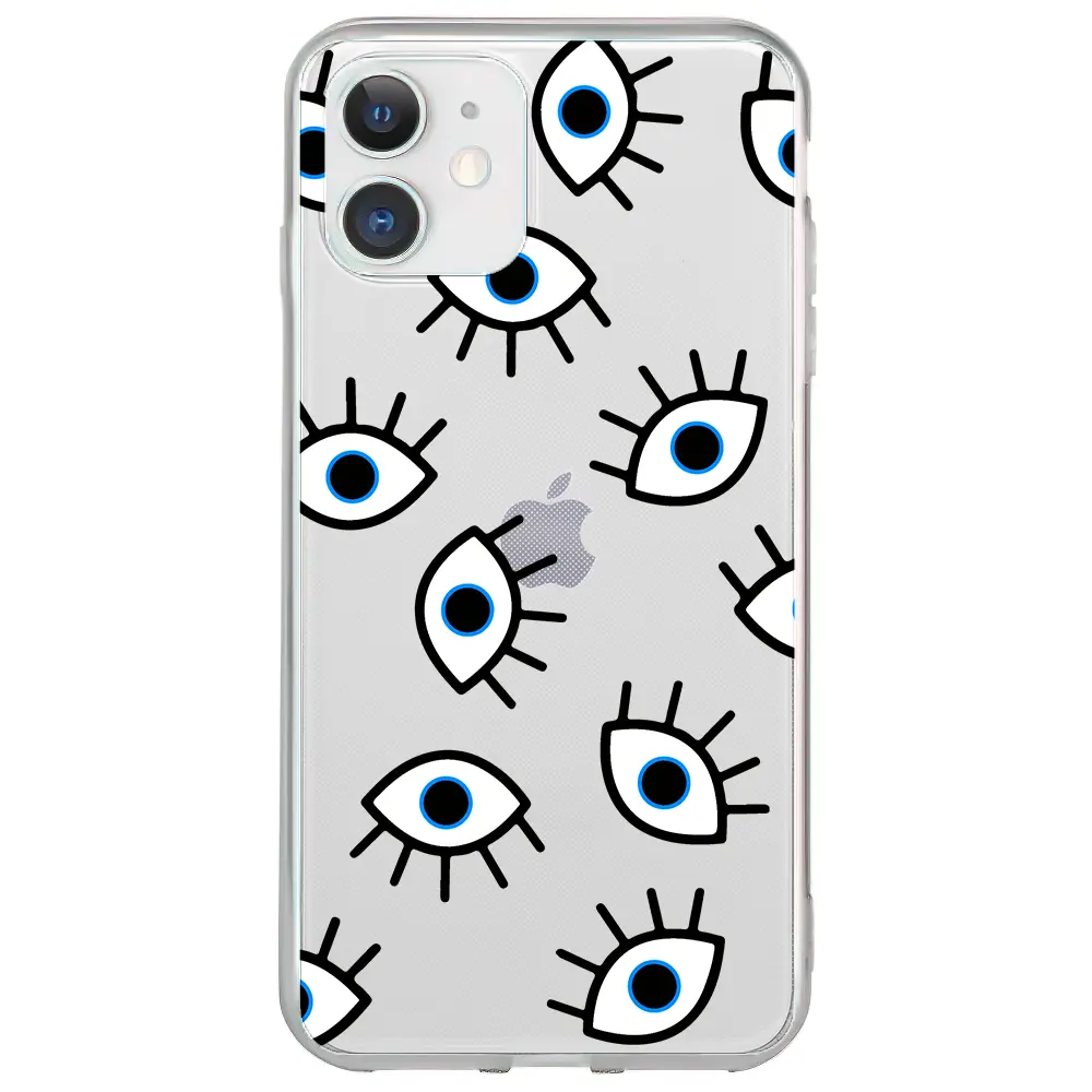 Apple iPhone 12 Mini Şeffaf Telefon Kılıfı - Random Eyes