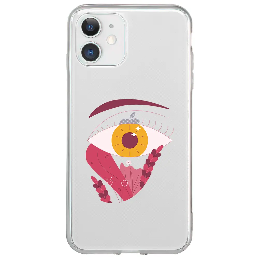 Apple iPhone 12 Mini Şeffaf Telefon Kılıfı - Sarı Göz