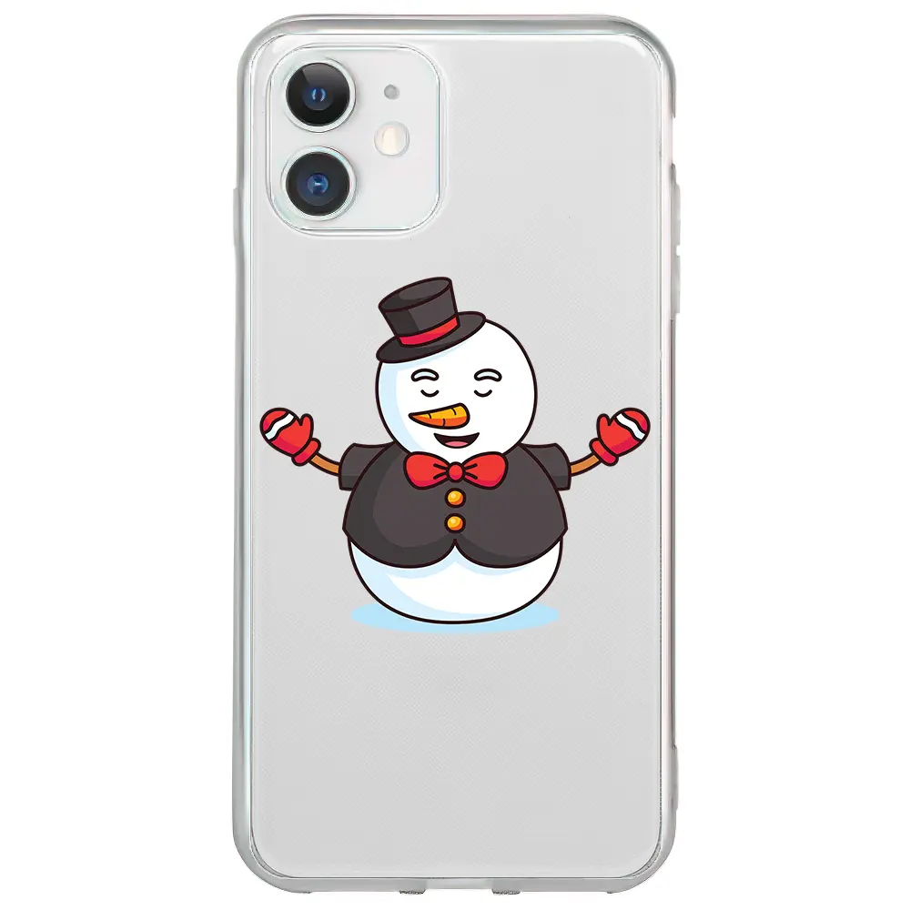 Apple iPhone 12 Mini Şeffaf Telefon Kılıfı - Snowman in Suit
