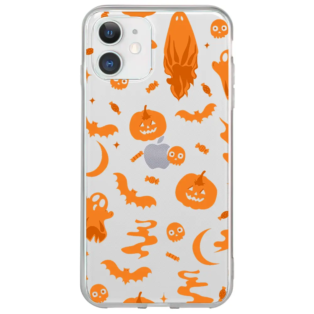 Apple iPhone 12 Mini Şeffaf Telefon Kılıfı - Spooky Orange
