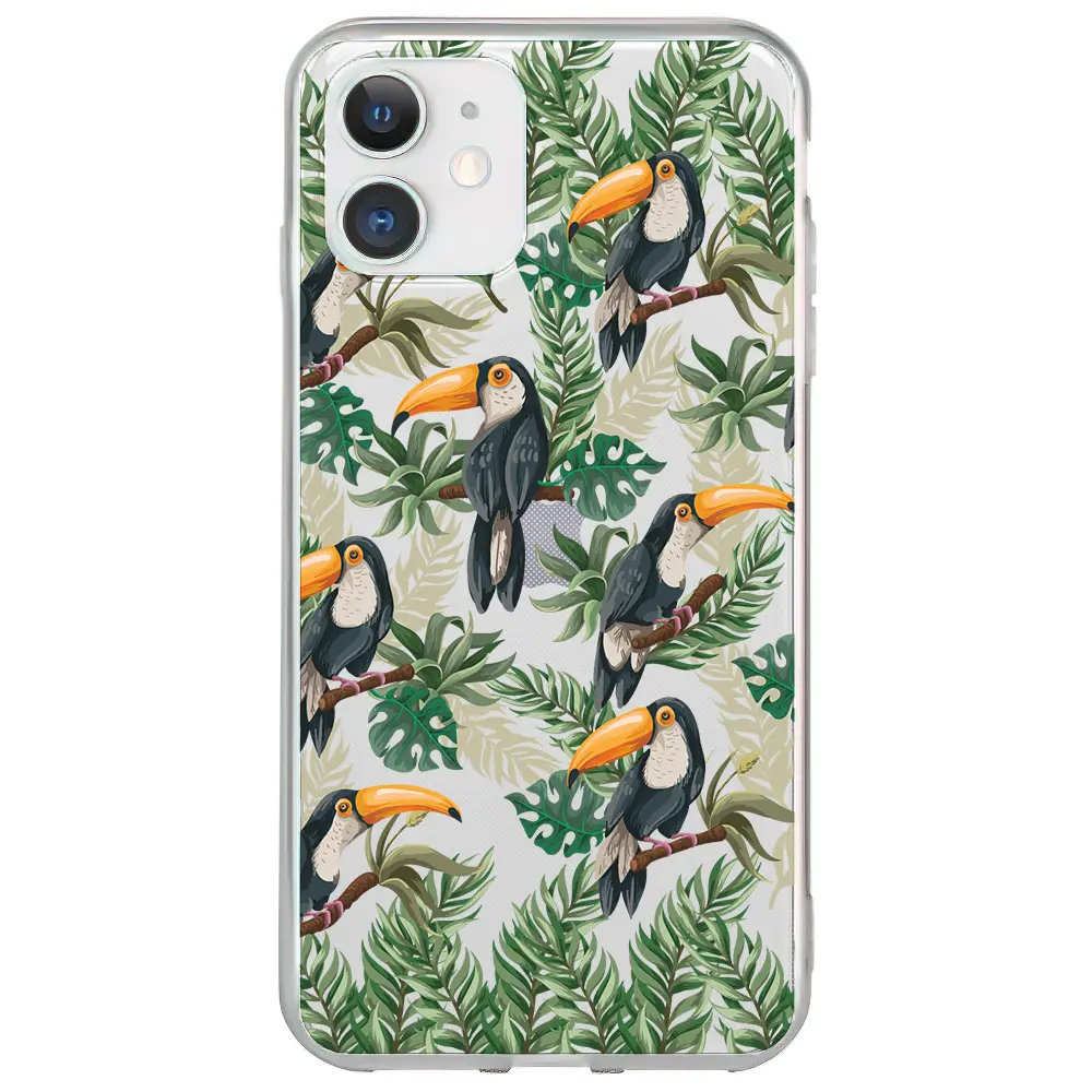 Apple iPhone 12 Mini Şeffaf Telefon Kılıfı - Tropik Kuş