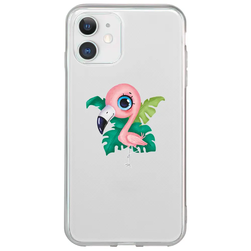 Apple iPhone 12 Mini Şeffaf Telefon Kılıfı - Yavru Flamingo