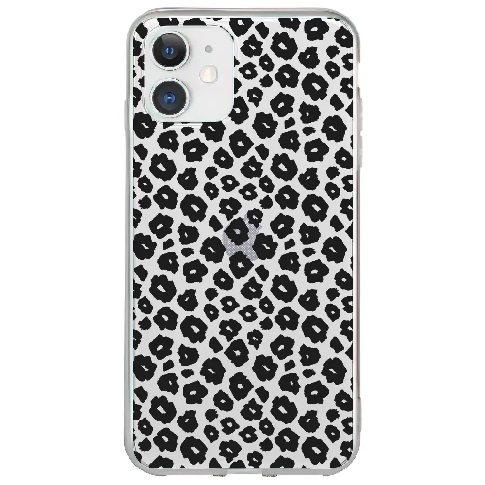 Apple iPhone 12 Mini Şeffaf Telefon Kılıfı - Yavru Leopar Siyah