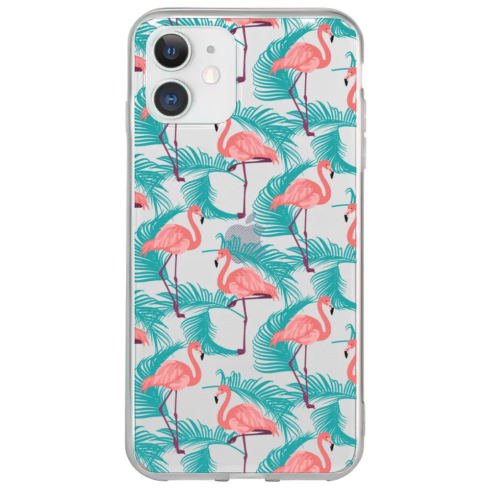 Apple iPhone 12 Mini Şeffaf Telefon Kılıfı - Yaz Flamingolari