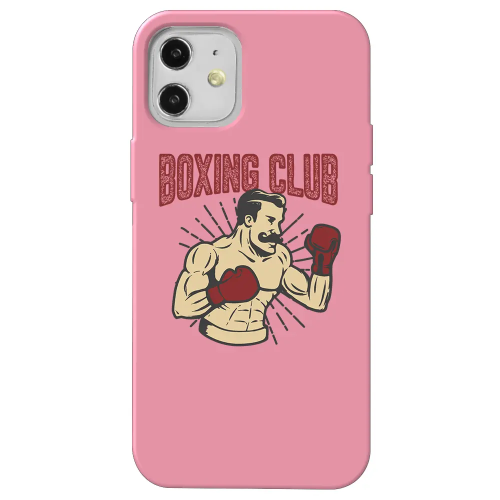 Apple iPhone 12 Pembe Renkli Silikon Telefon Kılıfı - Boxing Club