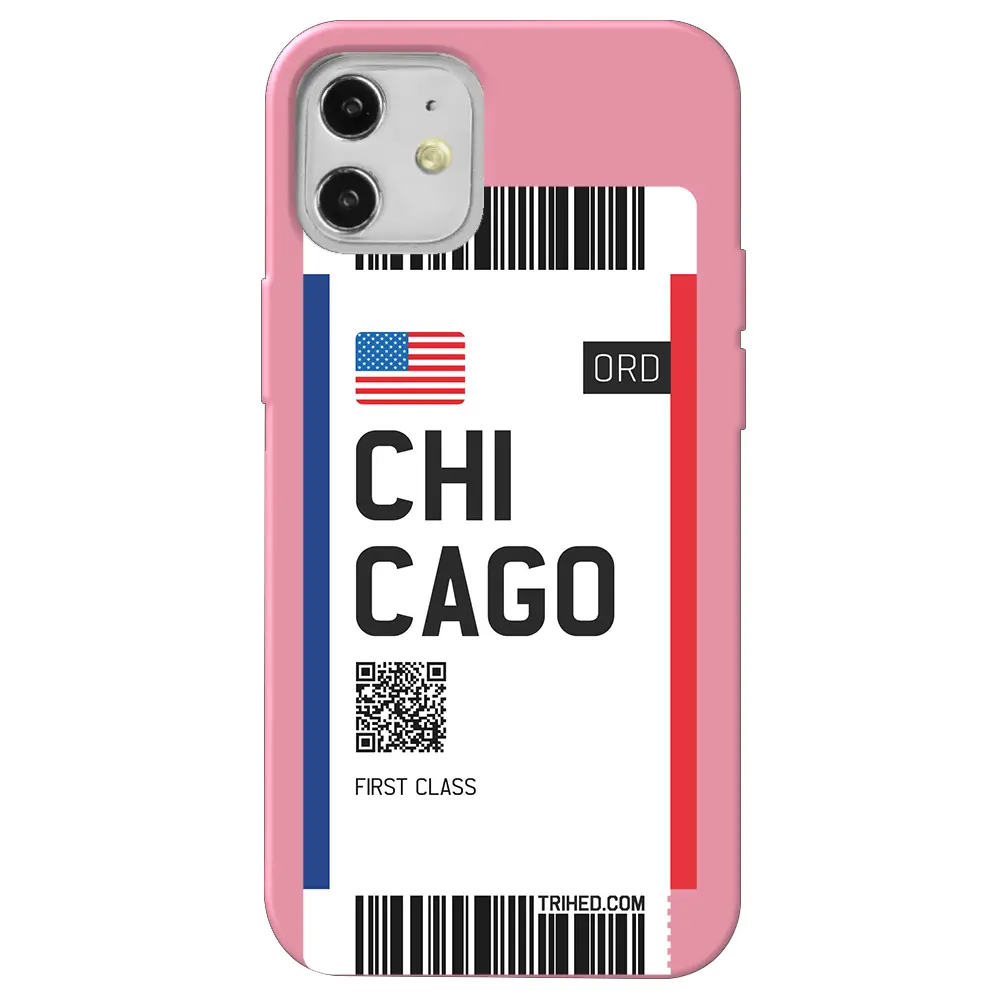 Apple iPhone 12 Pembe Renkli Silikon Telefon Kılıfı - Chicago Bileti