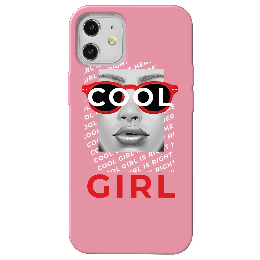 Apple iPhone 12 Pembe Renkli Silikon Telefon Kılıfı - Cool Girl
