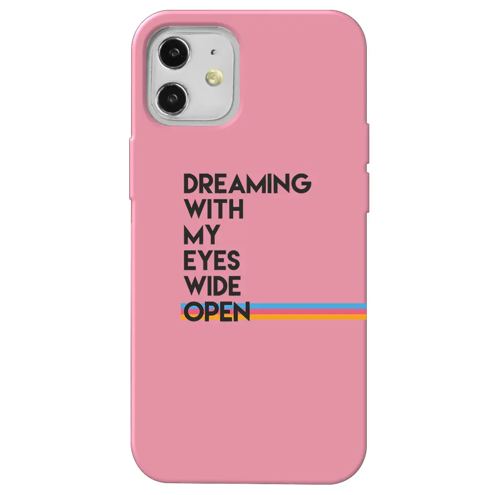 Apple iPhone 12 Pembe Renkli Silikon Telefon Kılıfı - Dreaming