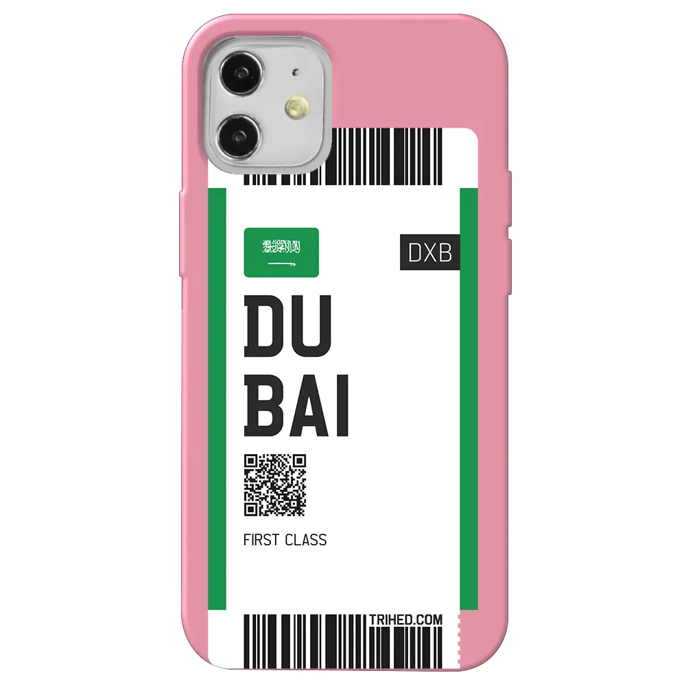 Apple iPhone 12 Pembe Renkli Silikon Telefon Kılıfı - Dubai Bileti