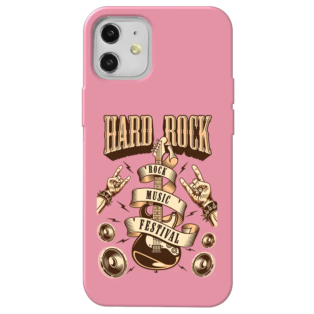 Apple iPhone 12 Pembe Renkli Silikon Telefon Kılıfı - Hard Rock
