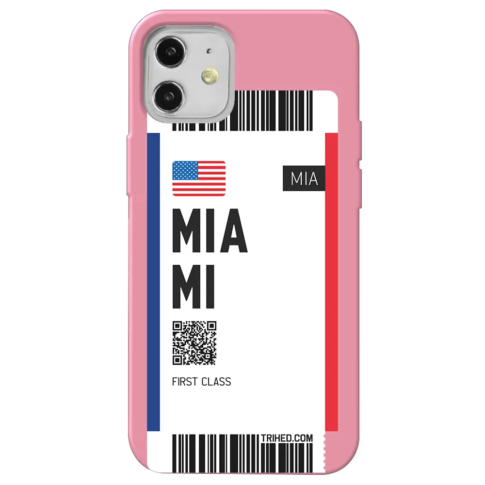 Apple iPhone 12 Pembe Renkli Silikon Telefon Kılıfı - Miami Bileti