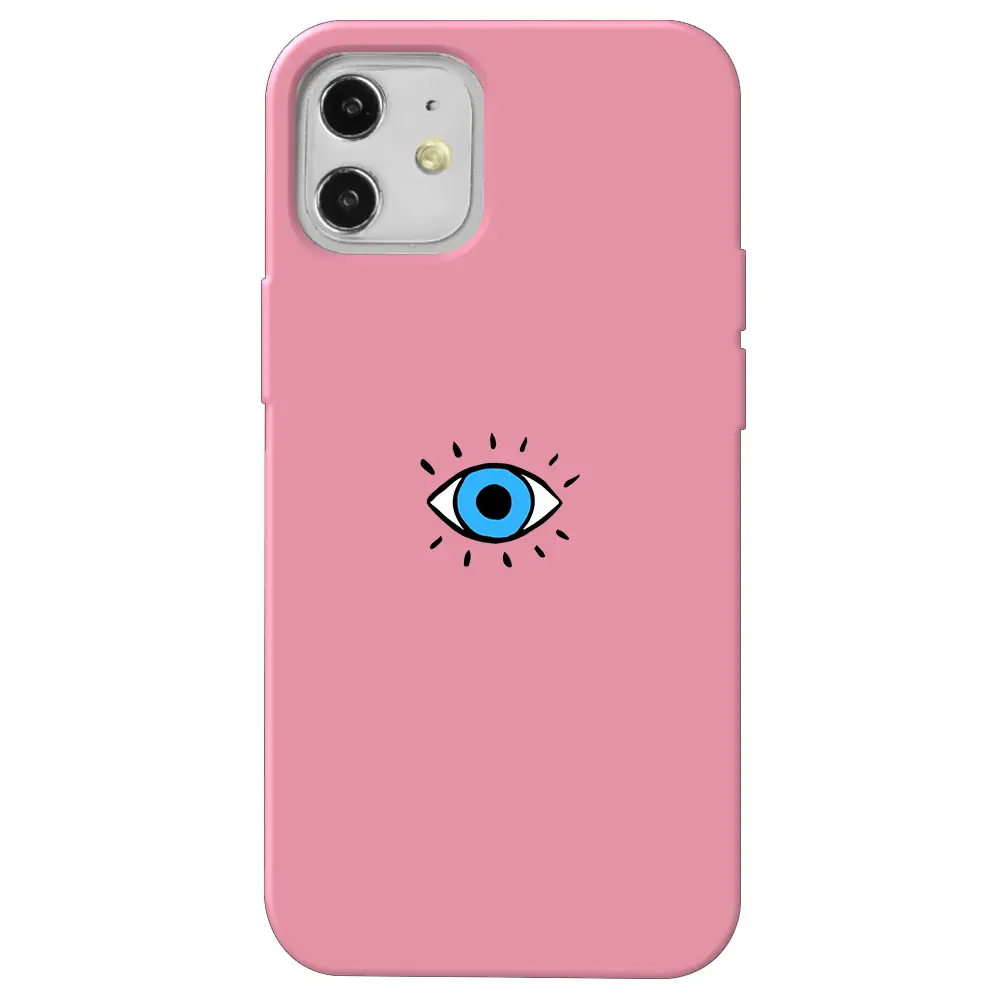 Apple iPhone 12 Pembe Renkli Silikon Telefon Kılıfı - One Eye
