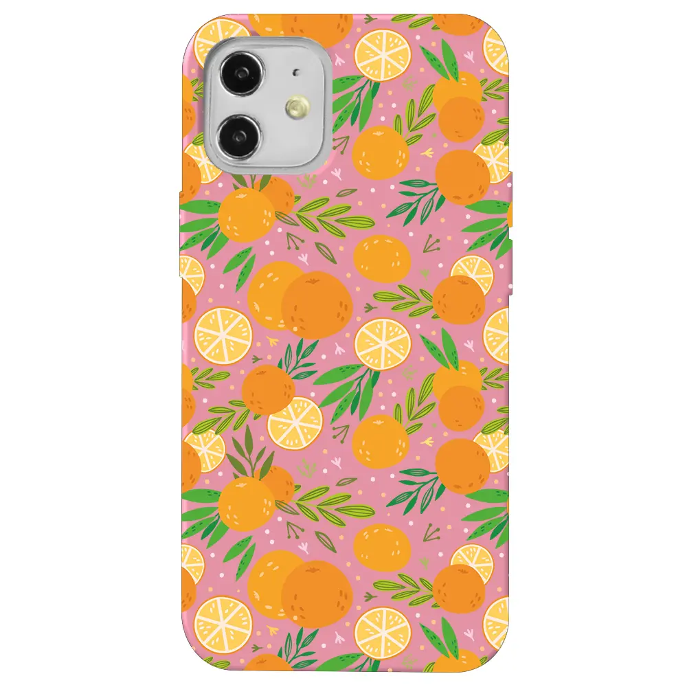 Apple iPhone 12 Pembe Renkli Silikon Telefon Kılıfı - Portakal Bahçesi 2