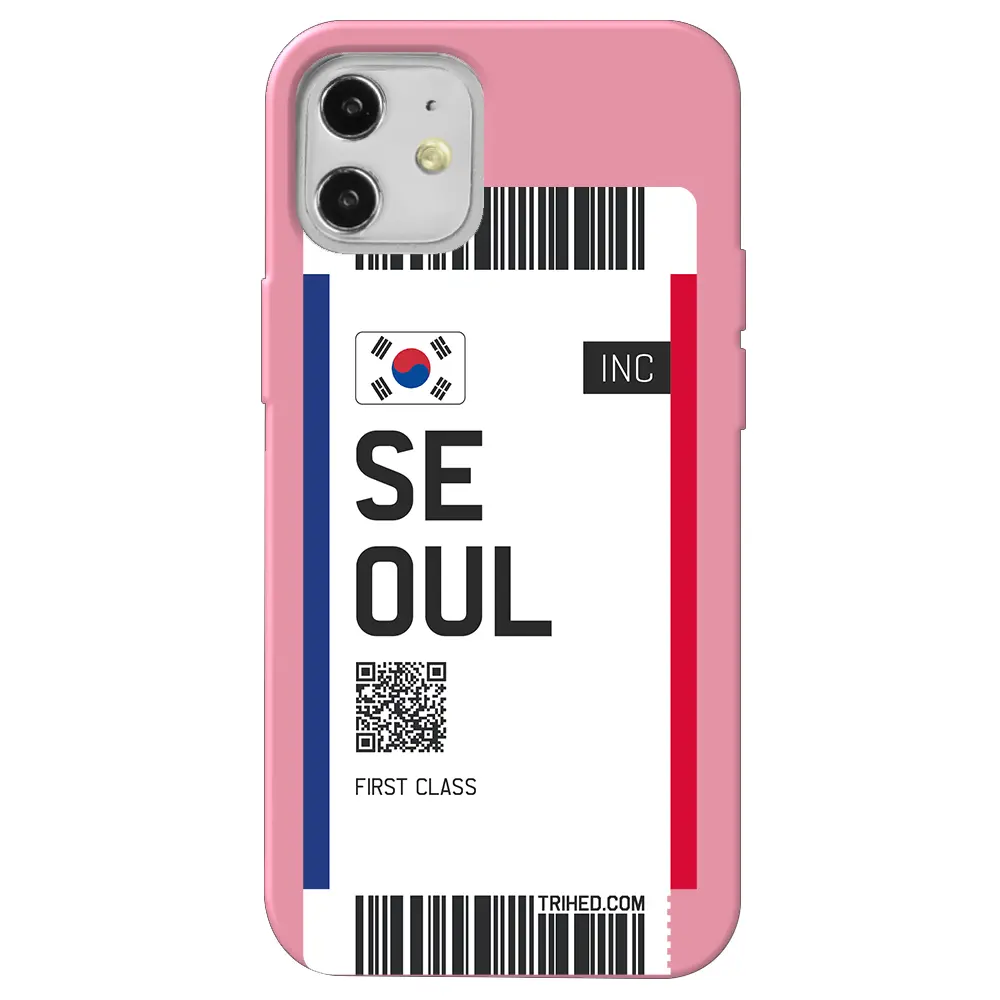 Apple iPhone 12 Pembe Renkli Silikon Telefon Kılıfı - Seoul Bileti