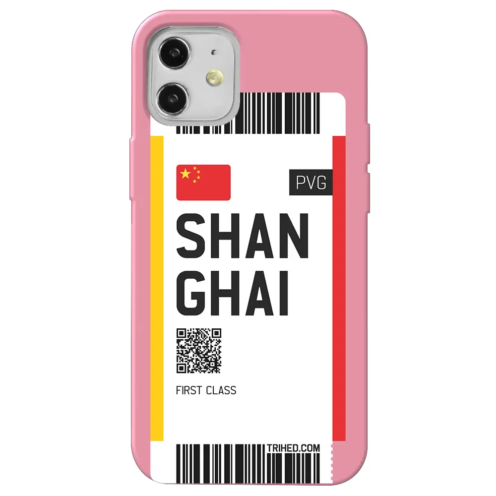 Apple iPhone 12 Pembe Renkli Silikon Telefon Kılıfı - Shanghai Bileti