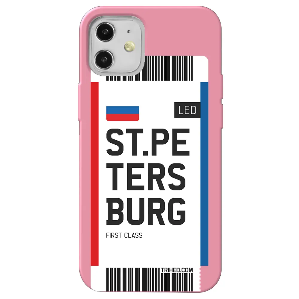 Apple iPhone 12 Pembe Renkli Silikon Telefon Kılıfı - St. Petersburg Bileti