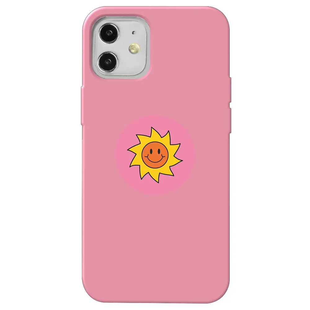 Apple iPhone 12 Pembe Renkli Silikon Telefon Kılıfı - Sun