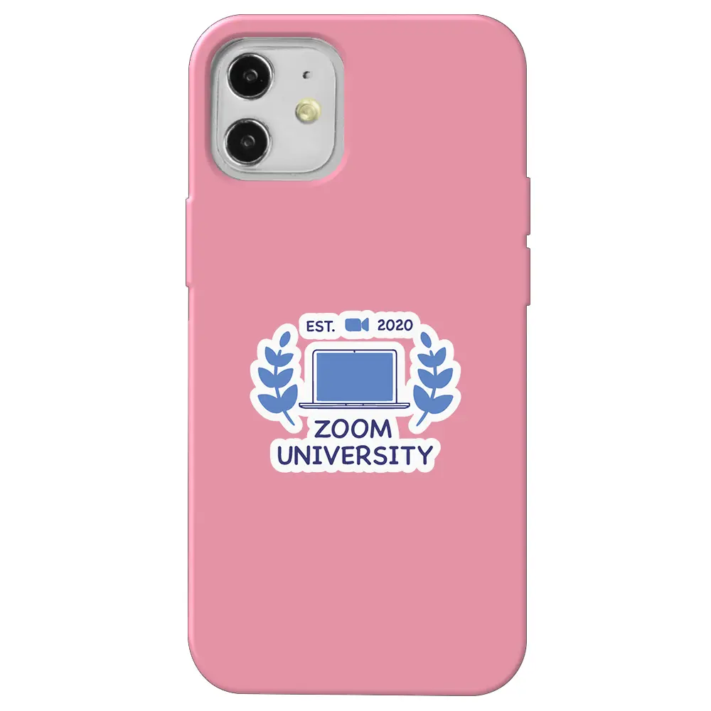 Apple iPhone 12 Pembe Renkli Silikon Telefon Kılıfı - Zoom Üniversitesi