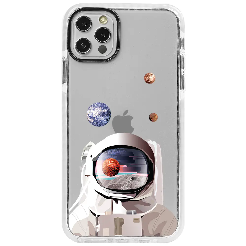 Apple iPhone 12 Pro Beyaz Impact Premium Telefon Kılıfı - Astronotun Gözünden