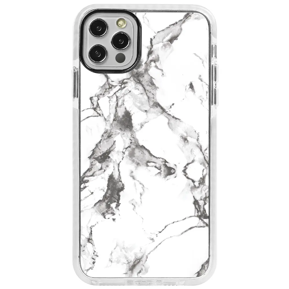 Apple iPhone 12 Pro Beyaz Impact Premium Telefon Kılıfı - Beyaz Mermer 4