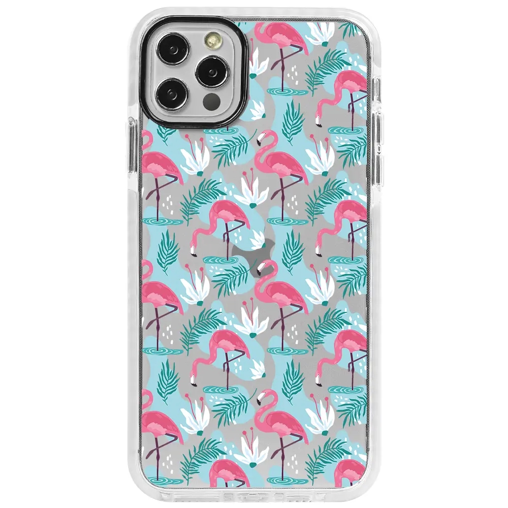 Apple iPhone 12 Pro Beyaz Impact Premium Telefon Kılıfı - Cold Flamingo