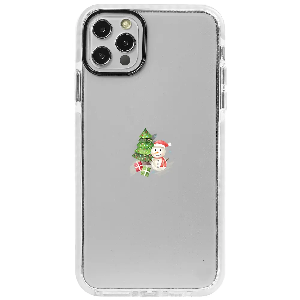 Apple iPhone 12 Pro Beyaz Impact Premium Telefon Kılıfı - Cute Snowman