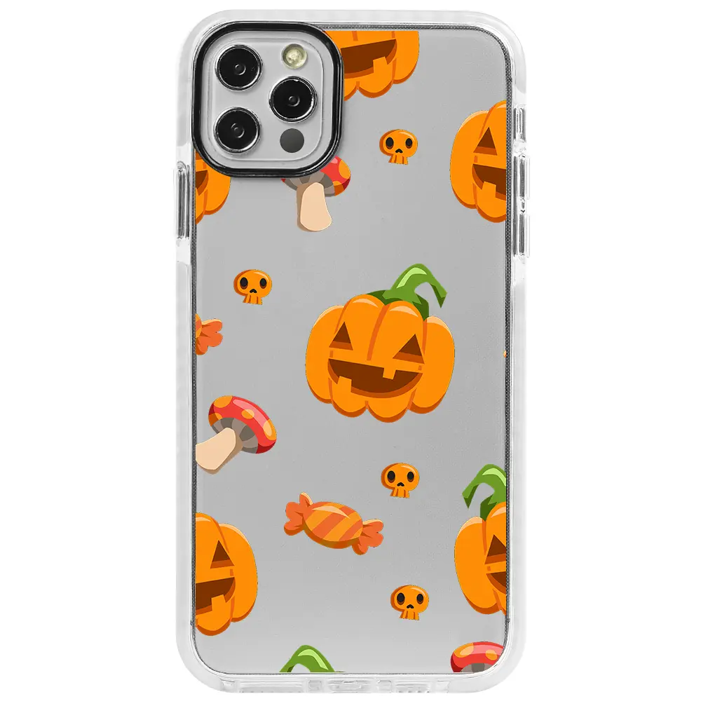 Apple iPhone 12 Pro Beyaz Impact Premium Telefon Kılıfı - Deadly Pumpkin