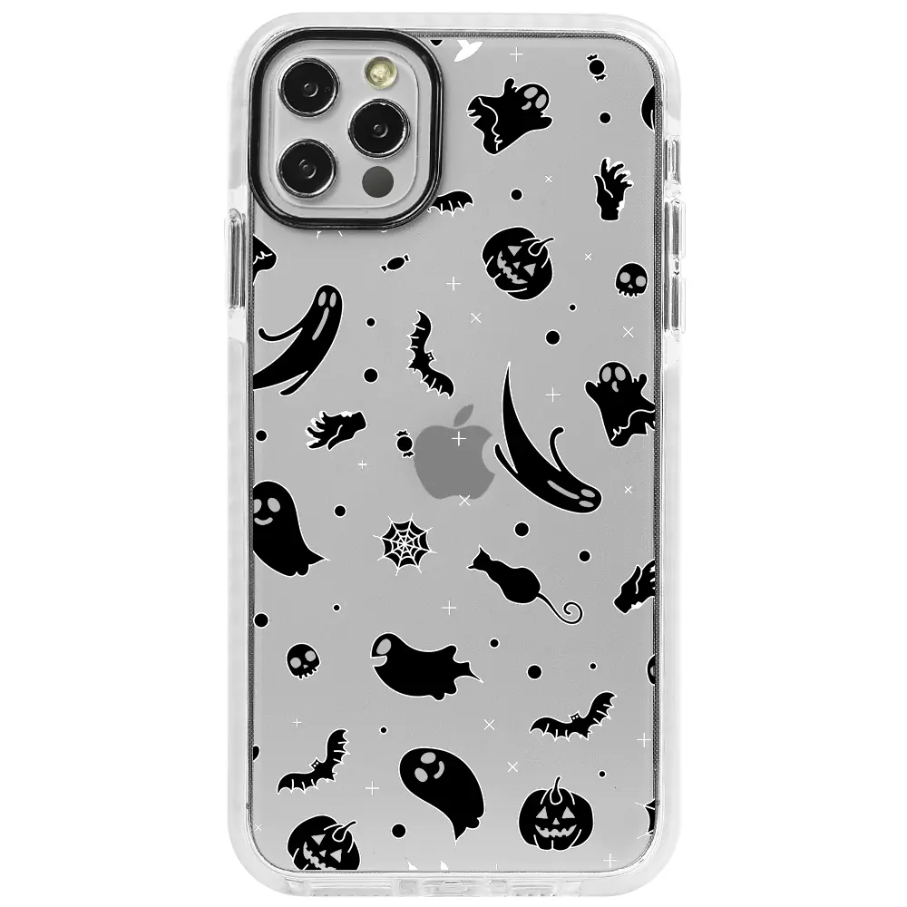 Apple iPhone 12 Pro Beyaz Impact Premium Telefon Kılıfı - Halloween Black