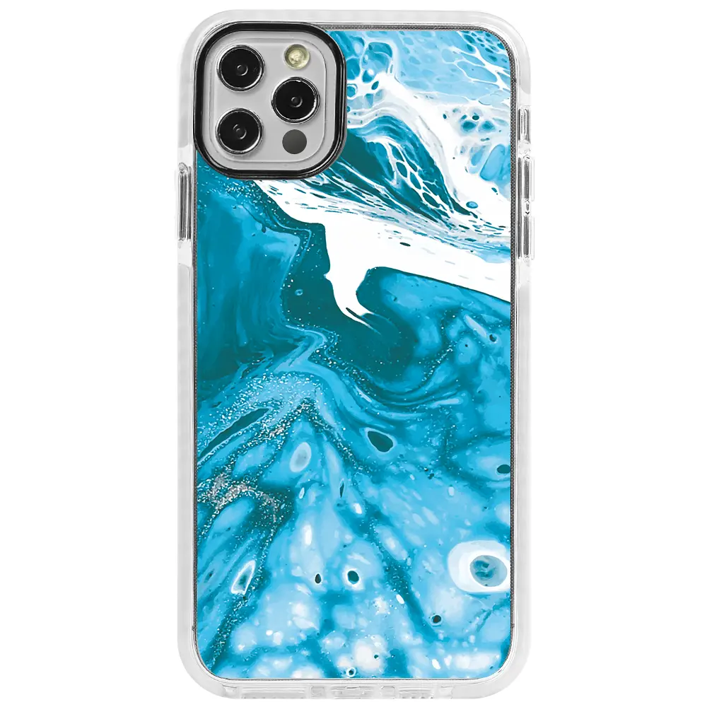 Apple iPhone 12 Pro Beyaz Impact Premium Telefon Kılıfı - Mavi Kopuk 2
