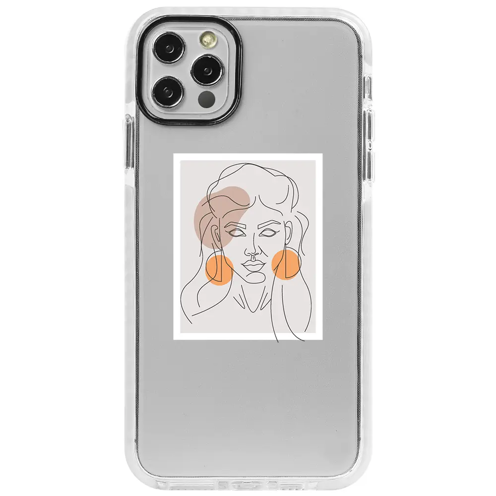 Apple iPhone 12 Pro Beyaz Impact Premium Telefon Kılıfı - Orange Earrings