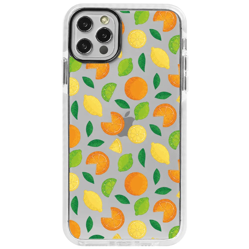 Apple iPhone 12 Pro Beyaz Impact Premium Telefon Kılıfı - Portakal Limon