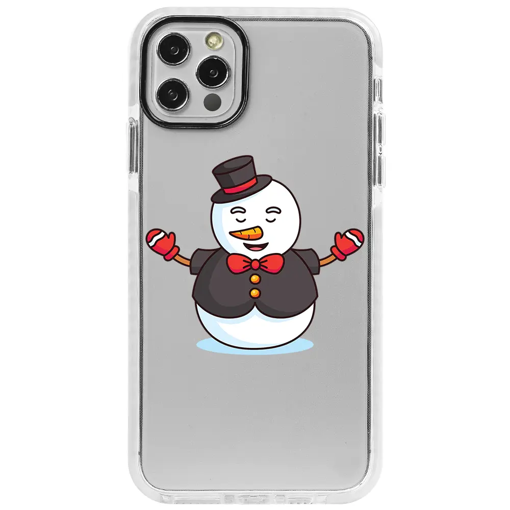 Apple iPhone 12 Pro Beyaz Impact Premium Telefon Kılıfı - Snowman in Suit
