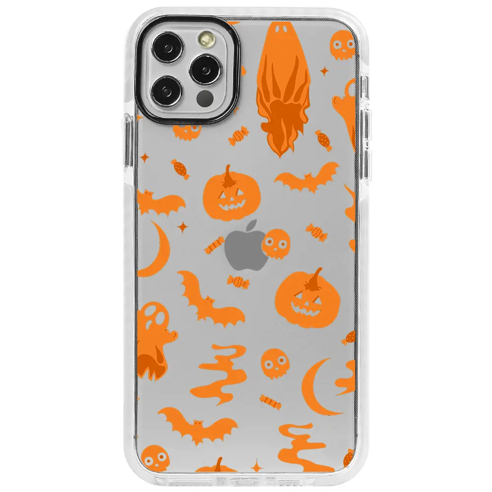 Apple iPhone 12 Pro Beyaz Impact Premium Telefon Kılıfı - Spooky Orange