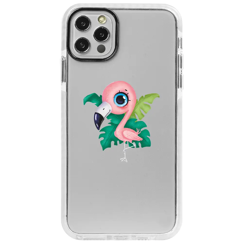 Apple iPhone 12 Pro Beyaz Impact Premium Telefon Kılıfı - Yavru Flamingo
