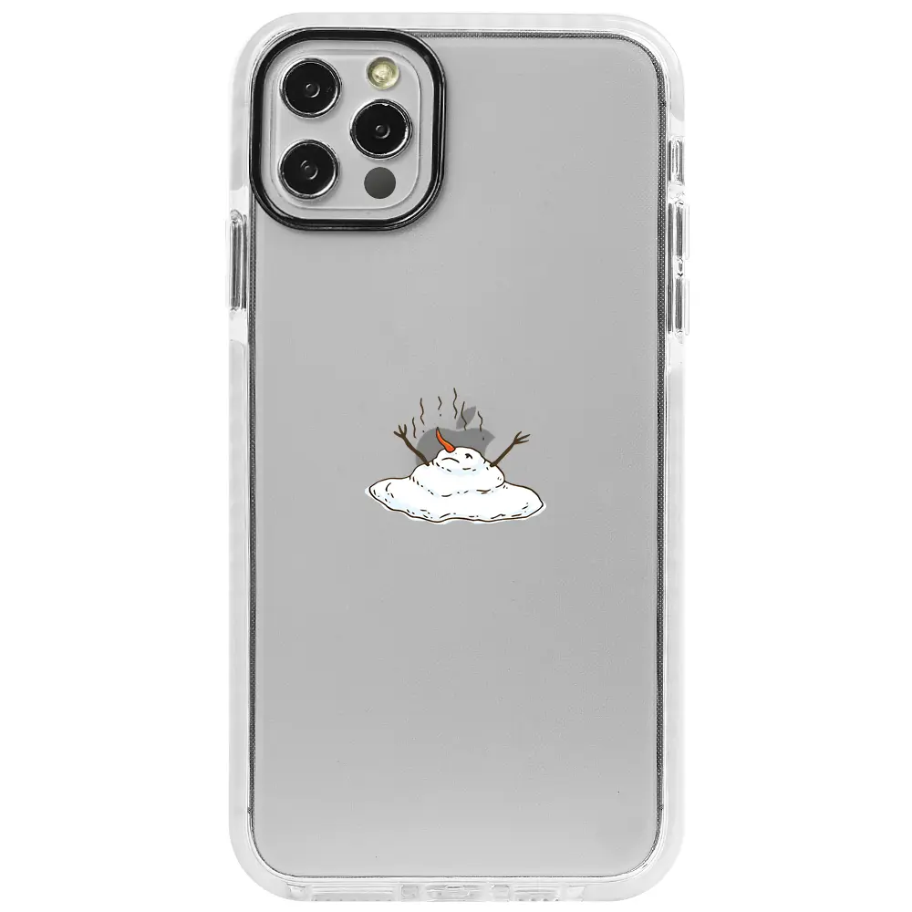 Apple iPhone 12 Pro Max Beyaz Impact Premium Telefon Kılıfı - Melting Snowman