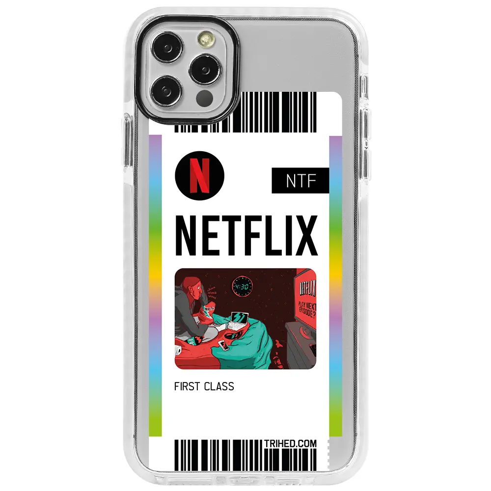 Apple iPhone 12 Pro Max Beyaz Impact Premium Telefon Kılıfı - Netflix Bileti