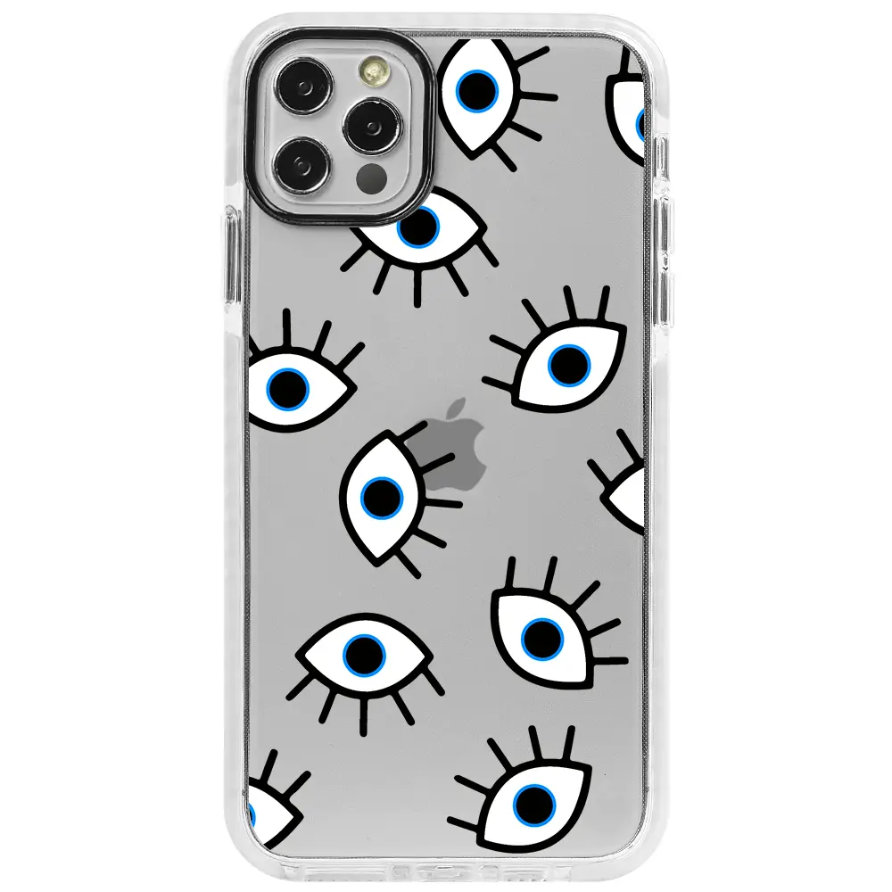 Apple iPhone 12 Pro Max Beyaz Impact Premium Telefon Kılıfı - Random Eyes