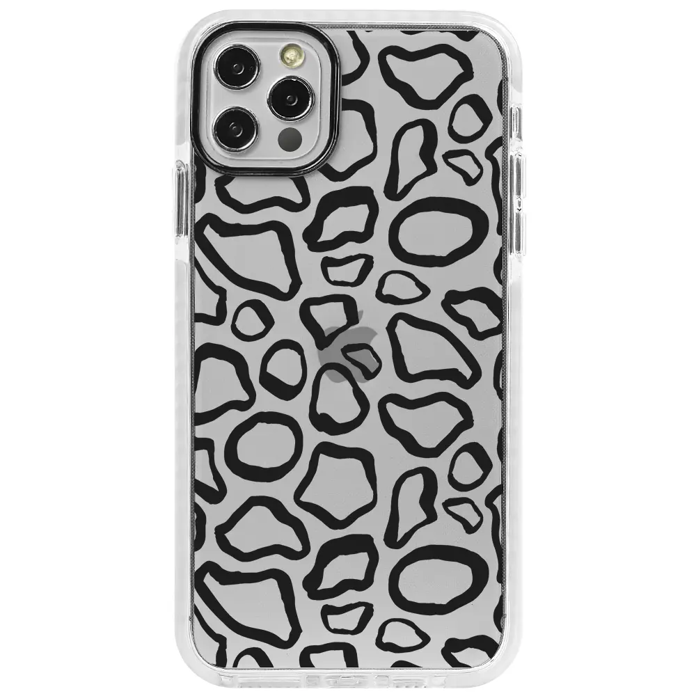 Apple iPhone 12 Pro Max Beyaz Impact Premium Telefon Kılıfı - Siyah Pattern