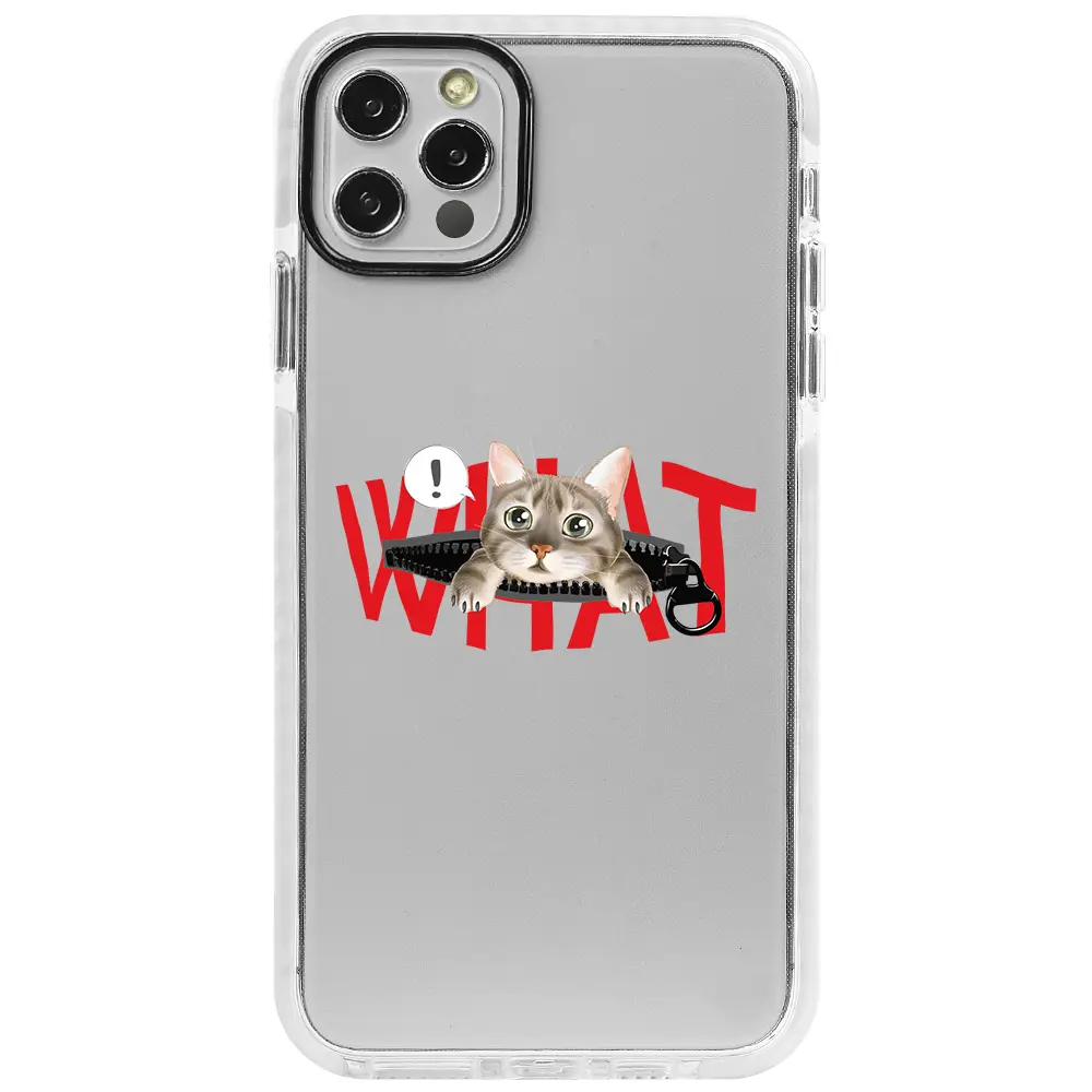 Apple iPhone 12 Pro Max Beyaz Impact Premium Telefon Kılıfı - What! Kedi
